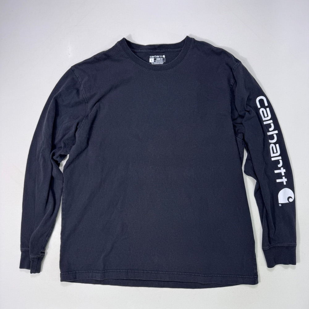 Carhartt Mens Large Loose Fit Long Sleeve Logo Graphic T-Shirt K231 BLK Black